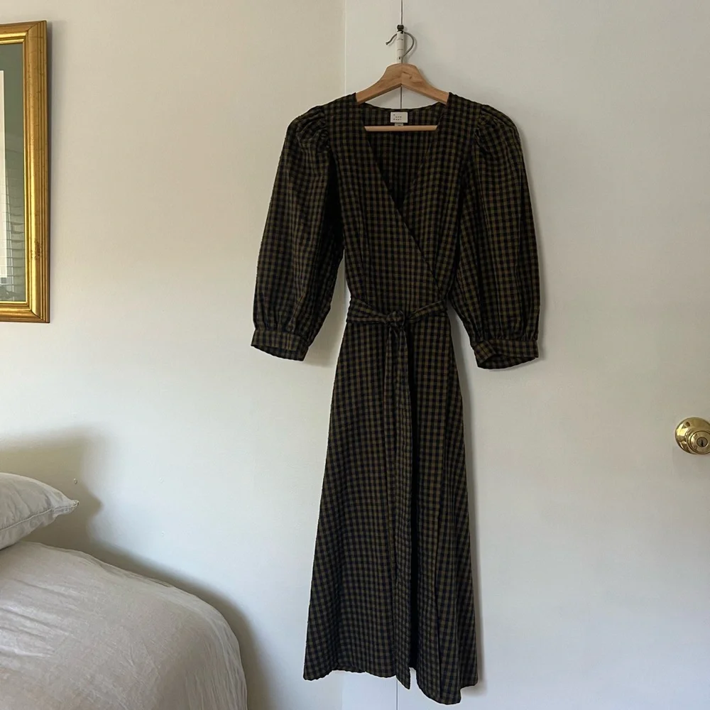 NWOT A New Day Gingham Midi Wrap Cotton Dress Size XS - Picture 2 of 7